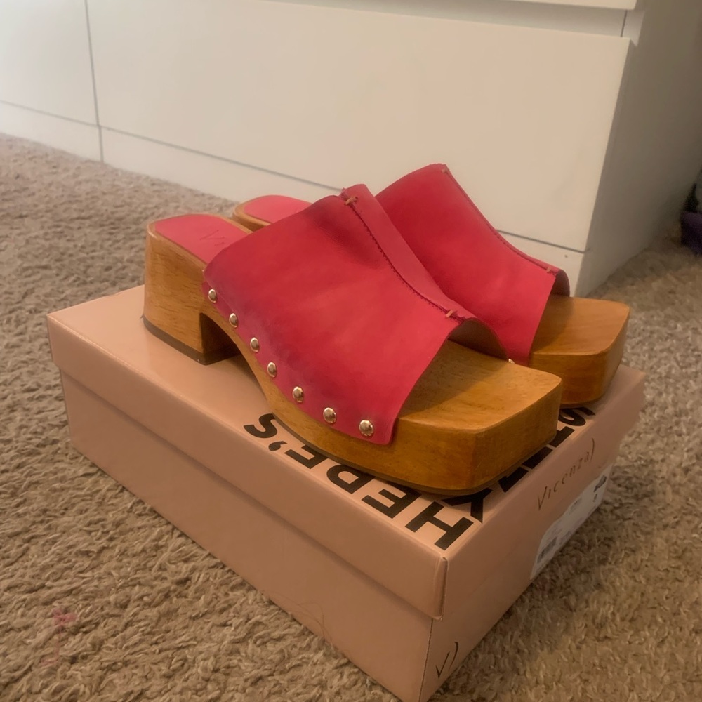 Vicenza Pink Wooden Platform Sandals